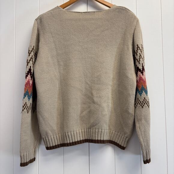 Black Tape Women's Hipster Chevron V-Neck Sweater Size S Neutral Minimalist Cozy - Picture 4 of 7